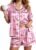 Womens Silky Pajama Sets Short Sleeve Loungewear 2 Pcs Satin Soft Pj Sets Button Down Women’s Summer Sleepwear