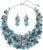 Bocar Fashion Crystal Chunky Collar Statement Necklace Earring Set for Women Gift (NK-10260)