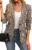 ELLEVEN Women’s Lapel Collar Plaid 2 Button Boyfriend Blazer Suit Houndstooth Work Office Blazer Jacket
