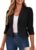 Traleubie Women’s Cropped Blazers 3/4 Ruched Sleeve Lightweight Office Wear Short Blazer with Button, S-XL