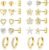 Small Gold Stud Earrings Set for Women – 14K Gold Plated CZ Huggie Hoops Hypoallergenic Earrings Dainty Flower Heart Stud Earrings for Jewelry Gift