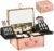 Rose Gold Makeup Case with Lighted Mirror, Detachable LED Mirror, Travel Makeup Train Case, Waterproof Cosmetic Organizer, Standing Makeup Brush Holder, Gift