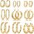 Yesteel 9 Pairs Gold Hoop Earrings for Women, 14K Real Gold Plated Chunky Hoop Earrings Set for Women Hypoallergenic Thick Lightweight Earring for Womens Jewelry Gifts