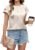 Blooming Jelly Women’s Dressy Business Casual Pleated Ruffle Short Sleeve Satin Silk Work Blouse
