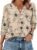 WIHOLL 3/4 Length Sleeve Womens Tops with Button Cuffs Dressy Casual V Neck Summer Outfits Early Fall Fashion Spring Clothes