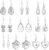 Ritach Silver Dangle Earrings for Women Trendy Bohemia Boho Vintage Statement Earrings for Women Dangling Set for Women