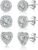 ALEXCRAFT Sterling Silver Stud Earrings for Women Cubic Zirconia Halo Round Heart Square Diamond Large Silver Stud Set Earring