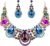 BriLove Women’s Costume Fashion Crystal Teardrop Hollow Scroll Statement Necklace Dangle Earrings Set