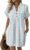 kipfall Summer Dresses for Women 2026 Button Down V Neck Sundress Vacation Beach Coverup Dress Trendy Basic Outfits