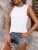 Womens Tank Tops Summer Fashion Crewneck Casual Loose Fit Basic Solid Color Cute Clothes Striped Sleeveless Shirts