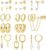 BESTEEL 13 Pairs Small Stud Hoop Earrings Set for Women Hypoallergenic Gold Plated Huggie Hoops Pearl Dainty Lightweight Earrings for Gift