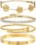 18K Gold Plated Bangle Bracelet Set for Women Stackable Lucky Floral Adjustable Tennis Bracelet Non Tarnish Gift Jewelry for Christmas Valentines Birthday Mother’s Day