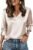 3/4 Length Sleeve Womens Tops Dressy Casual Silk Satin Blouses V Neck Business Work Shirts