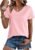 SMENG Women’s Cotton V Neck T-Shirt Short Sleeve Solid Color Tee Casual Fit Tee Breathable Summer Fashion Tops