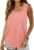 Saloogoe Womens Tank Tops Summer Loose Sleeveless Tops Ribbed Trim Scoop Neck Curved Hem Fashion Clothing