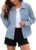 Bosmeer Women’s Casual Jean Jacket Fitted Button Down Cropped Denim Jacket Long Sleeve Stretch Jean Coat with Pockets