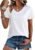 SMENG Women’s Cotton V Neck T-Shirt Short Sleeve Solid Color Tee Casual Fit Tee Breathable Summer Fashion Tops