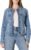 Amazon Essentials Women’s Regular-Fit Low Stretch Denim Trucker Jacket with Pockets