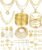 17 MILE 78 Pieces Gold Jewelry Set for Women, 9 Necklace, 24 Bracelet, 22 Earrings, 23 Knuckle Rings Gold Plated Jewerly set for Women Gift