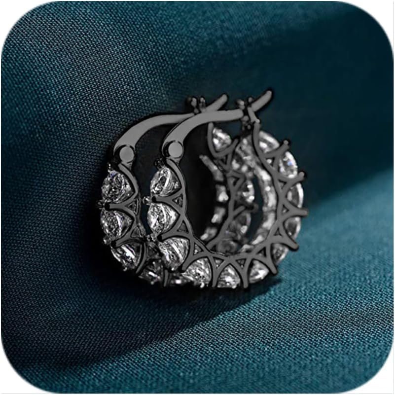 925 Sterling Silver Earrings for Women Fashion Colorful Embedded Zircon Hoop Earrings Jewelry Birthday Wedding Gifts for Her