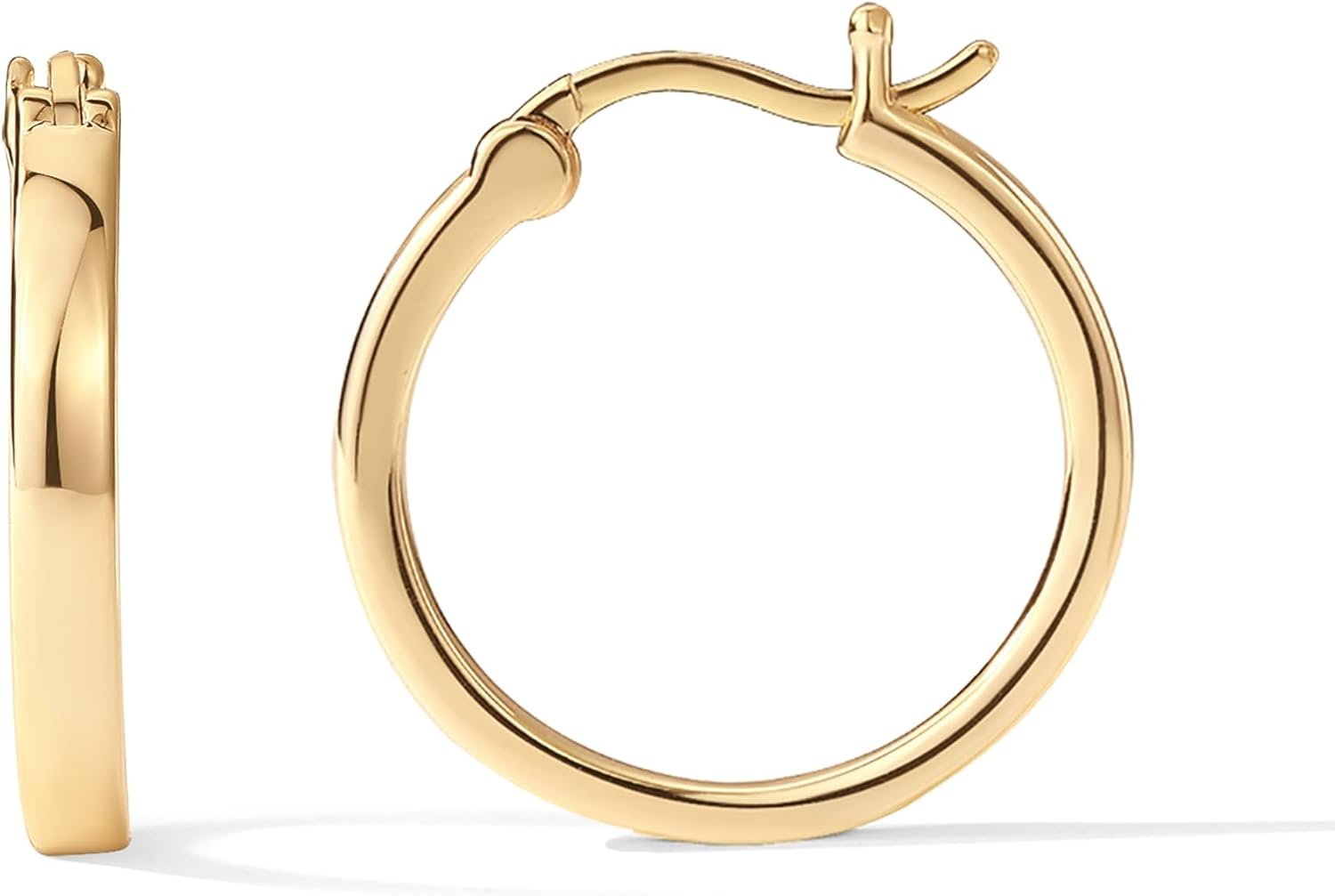 PAVOI 14K Gold Plated 925 Sterling Silver Post Lightweight Hoops | 20mm – 30mm Earring | Gold Hoop Earrings for Women