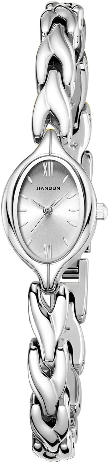 JIANDUN Vintage Women’s Oval Bracelet Watch, Waterproof Stainless Steel Band with Adjustment Tool, Retro Ladies Quartz Wristwatch, Perfect for Daily Wear and Special Occasions