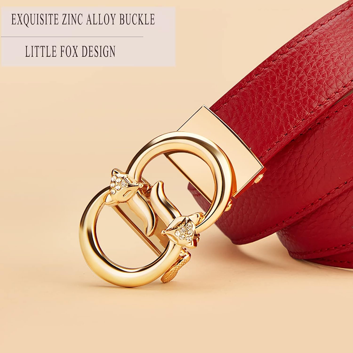 Fashion Womens Designer Belts, Holeless Leather Ratchet Belt for Jeans Pants with Gold Silver Buckle