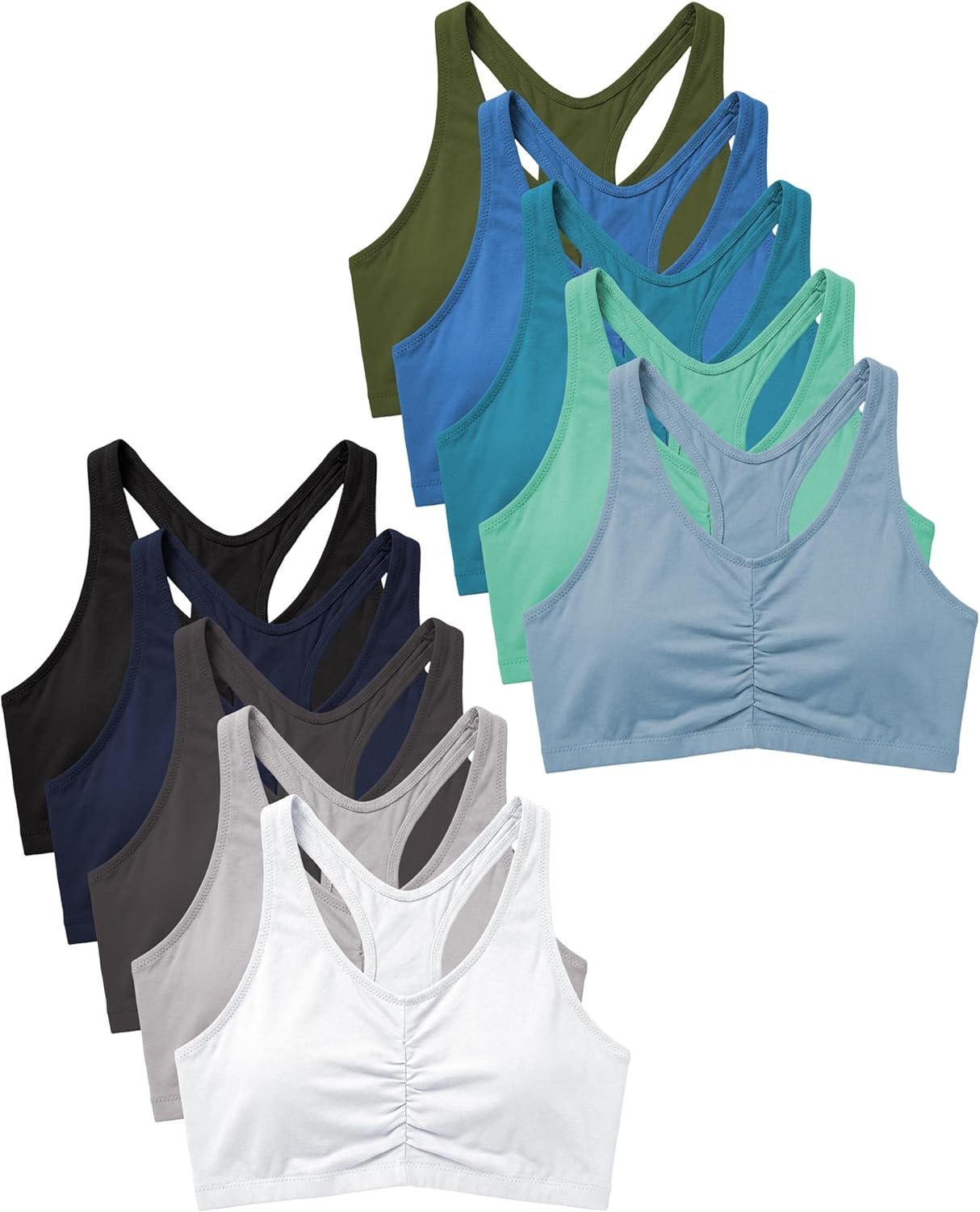 America Heaven Women’s Utra Soft Racer Back Bra | 4 Way Stretch Pullover Workout Sport Bras | Multi-Pack & Colors