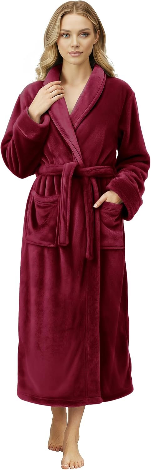 NY Threads Premium Womens Robe, Plush Fleece Long Bath Robe for Women, Fluffy Soft Women’s Bathrobe