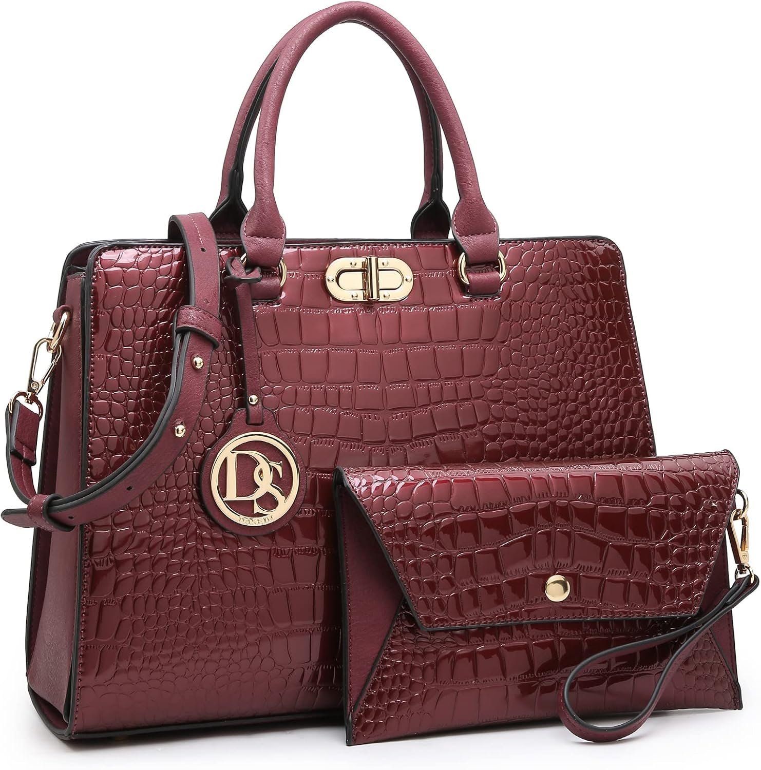 Dasein Women Handbags Purses Ladies Work Purse Satchel Tote Top Handle Shoulder Bags with Matching Clutch