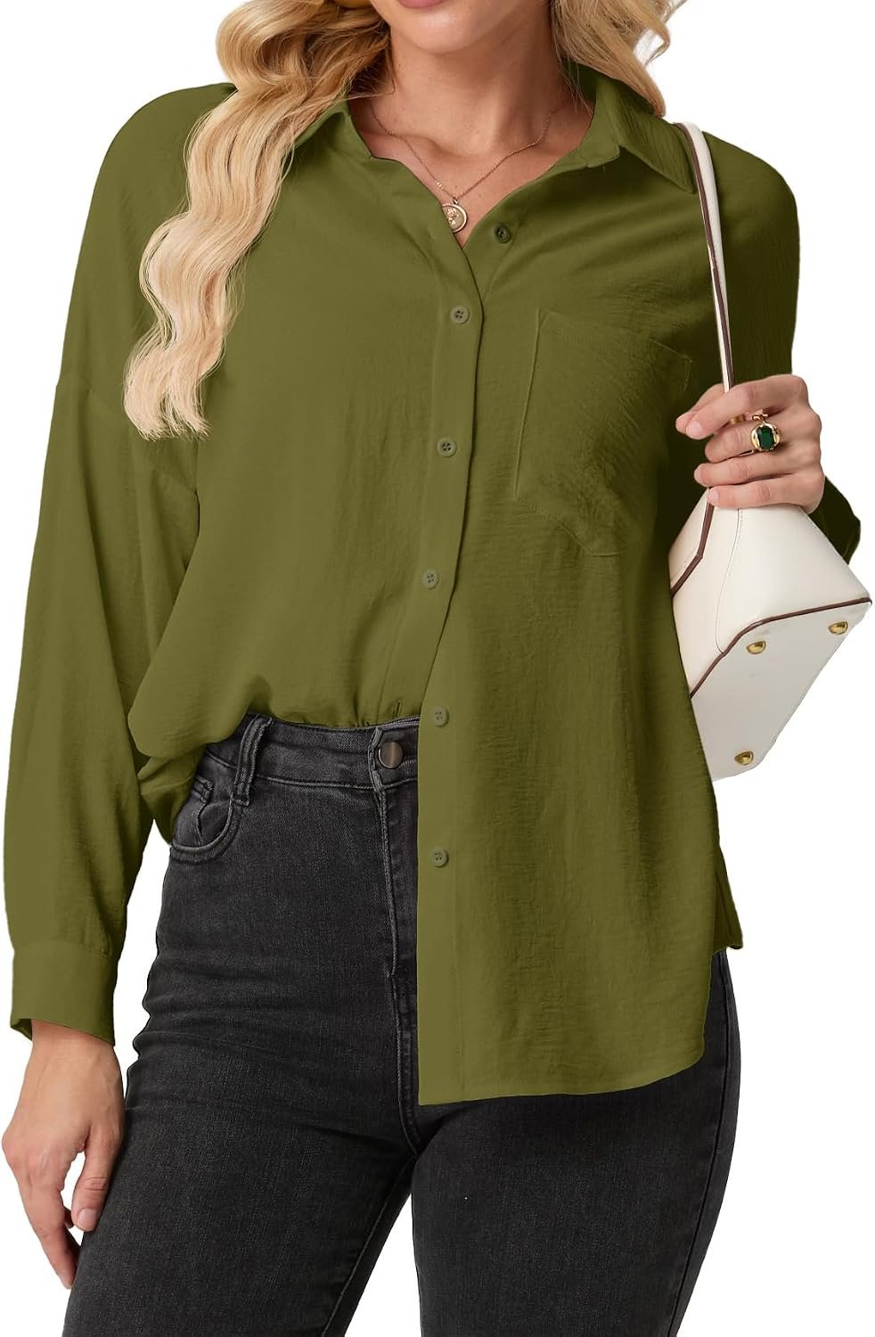 Long Sleeve Button Down Shirts for Women Dressy Floral Printed Blouse Casual Work Tops Spring Outfits 2026