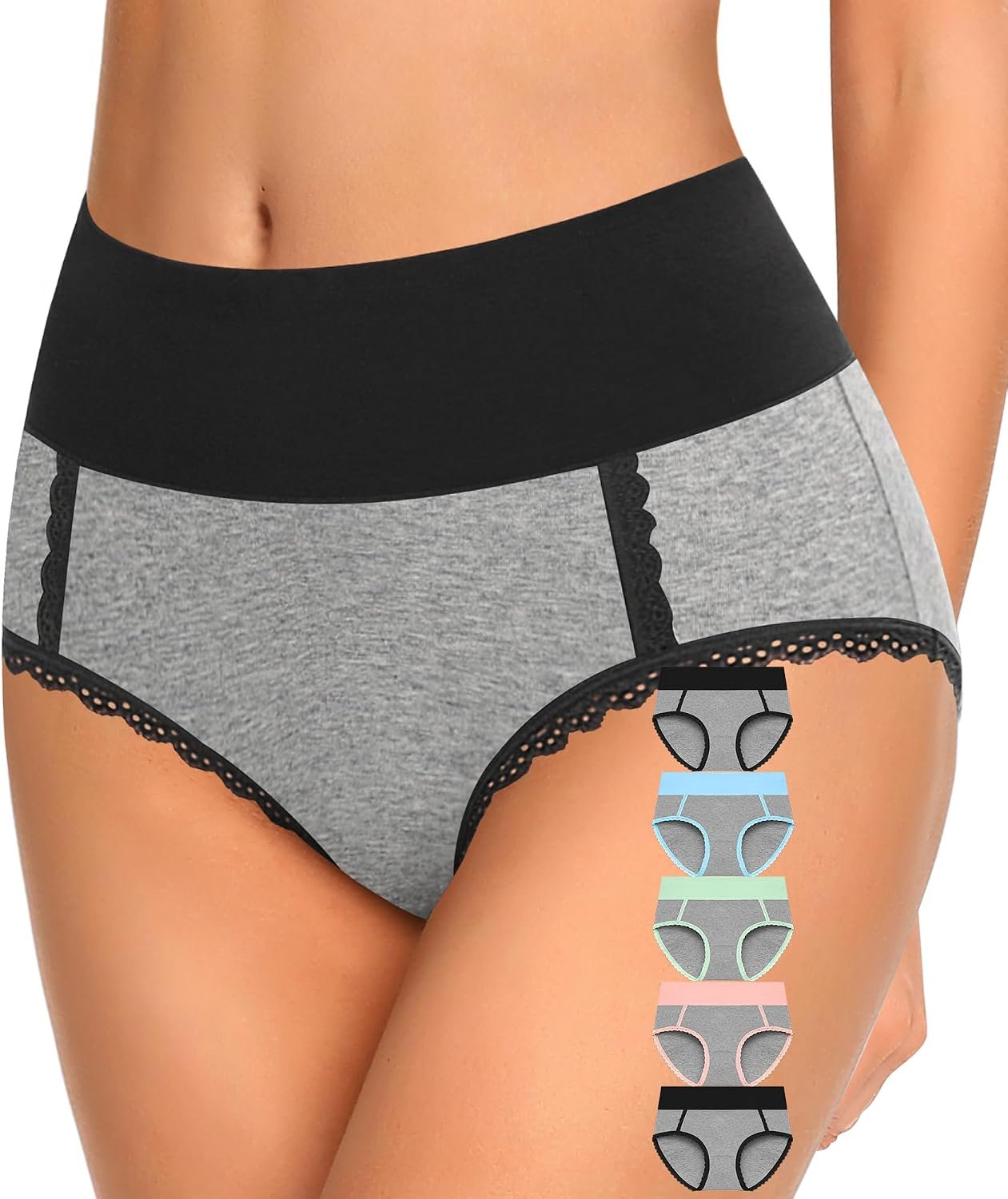 DUKAWA Women Underwear Cotton High Waisted Soft Briefs Full Coverage Comfort Panties Multipack